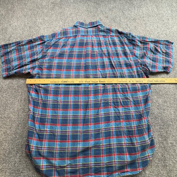 Ralph‎ Lauren Shirt Mens XL Blue Plaid Blake Button Short Sleeve Preppy - Picture 8 of 10
